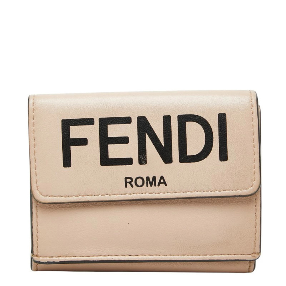 Fendi Roma Trifold Wallet Compact Pink Leather